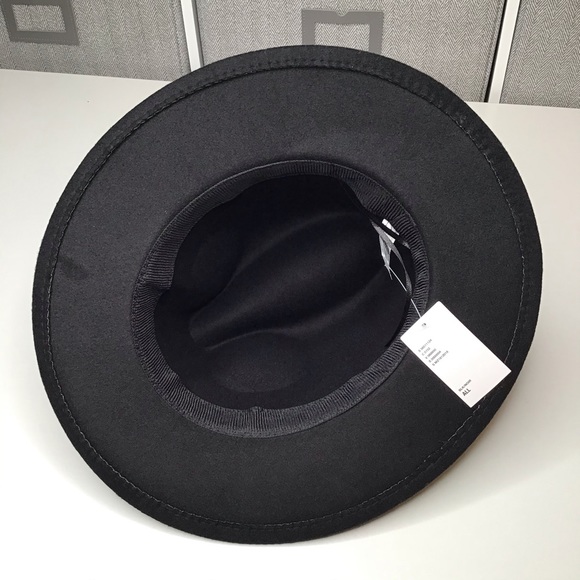 Black Fedora Winter Brim Hat Gold Hardware Boho - Picture 3 of 5